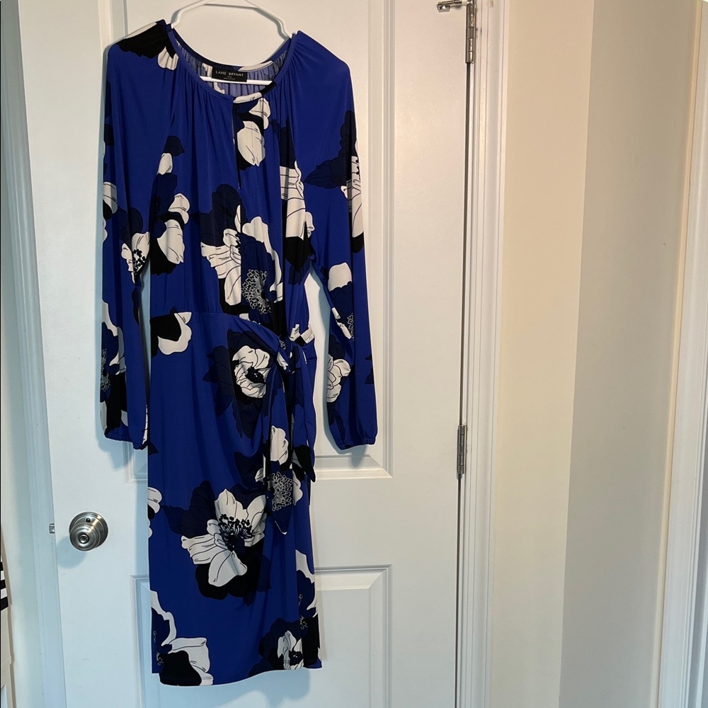 Lane Bryant - Blue and Black Floral Long Sleeve Dress